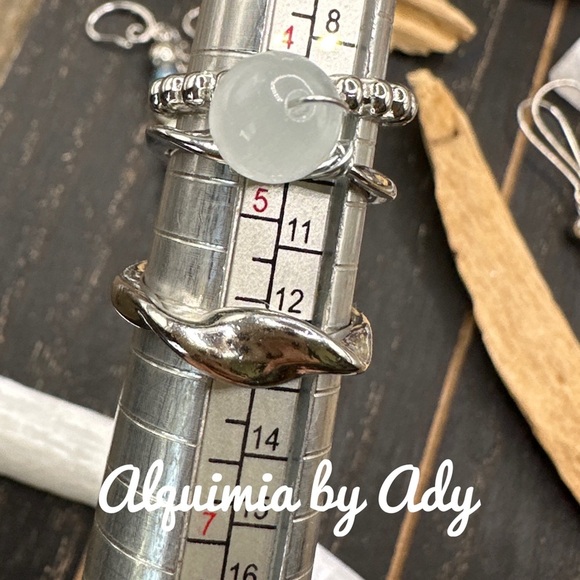 SELENITE SILVER MIDI NUCKLE RING SET - Picture 2 of 2